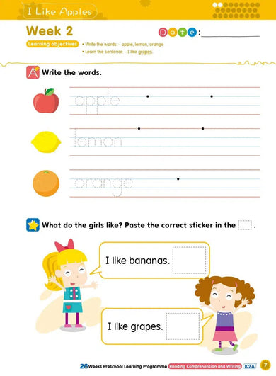 26週學前教育系列 - 幼兒英語 - 閱讀理解及寫作 (英式英語QR Code)-補充練習: 英文科 English-買書書 BuyBookBook