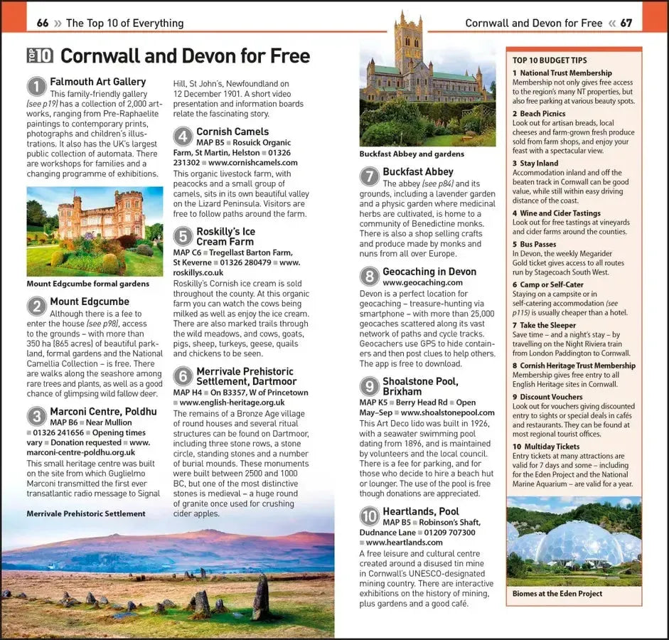 DK Top 10 Cornwall and Devon US - Paperback / softback (9780241663622)