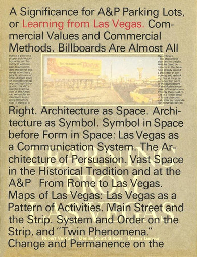 Learning from Las Vegas, facsimile edition-Design/ fashion/ architecture/ illustration-買書書 BuyBookBook