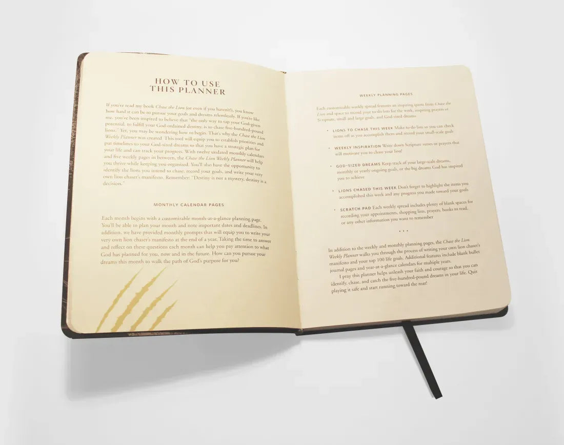 Chase the Lion Weekly Planner US - Diary or journal