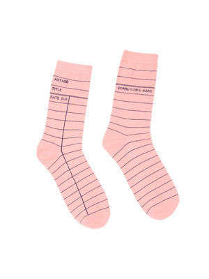 Library Card (Pink) Socks - Small-Lifestyle and Leisure-買書書 BuyBookBook