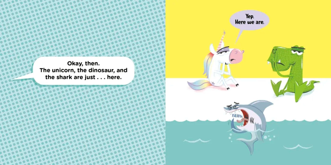 A Unicorn, a Dinosaur, and a Shark Walk into a Book US - Hardback