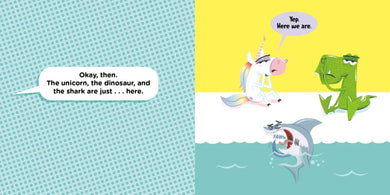 A Unicorn, a Dinosaur, and a Shark Walk into a Book US - Hardback