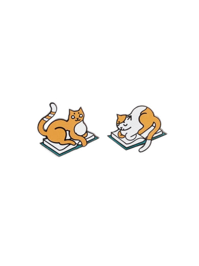 Curl Up with Books and Cats Enamel Pin Set-Lifestyle and Leisure-買書書 BuyBookBook