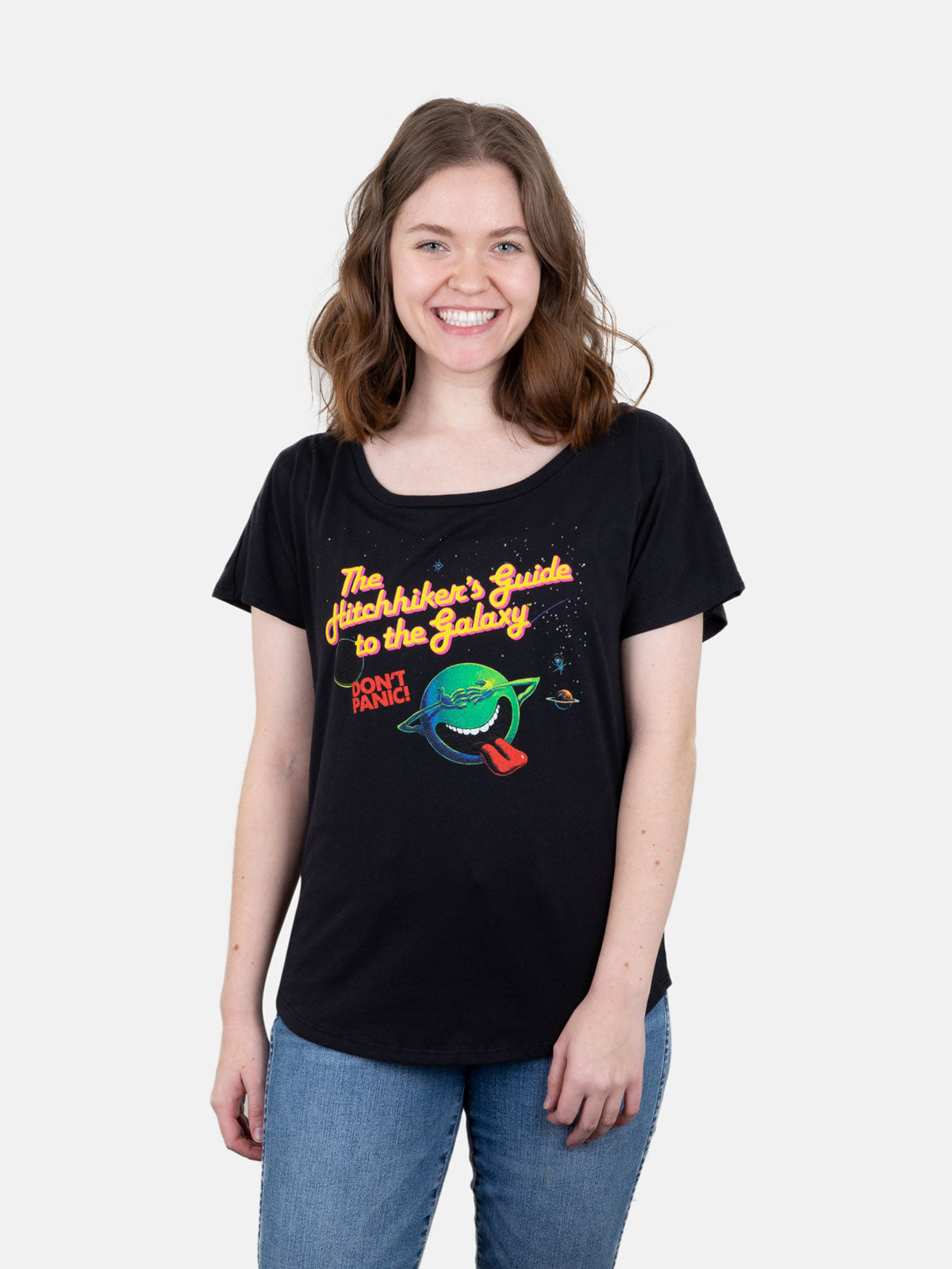 The Hitchhiker's Guide to the Galaxy (Black) Women Relaxed Fit T-Shirt Large interior 1 (ISBN 9780593766989)