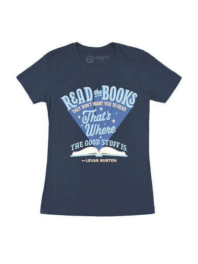 Levar Burton: Read the Books They Don't Want You to Read Women's Crew T-Shirt Small