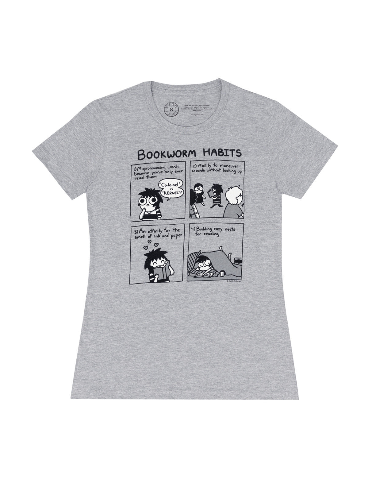 Sarah's Scribbles: Bookworm Habits Women's Crew T-Shirt Medium