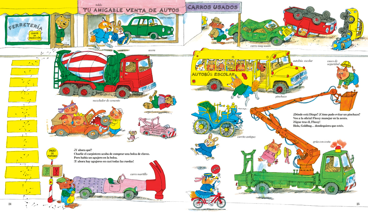 Carros y camiones de Richard Scarry (Richard Scarry's Cars and Trucks and Things that Go Spanish Edition) interior 3 (ISBN 9780593815182)
