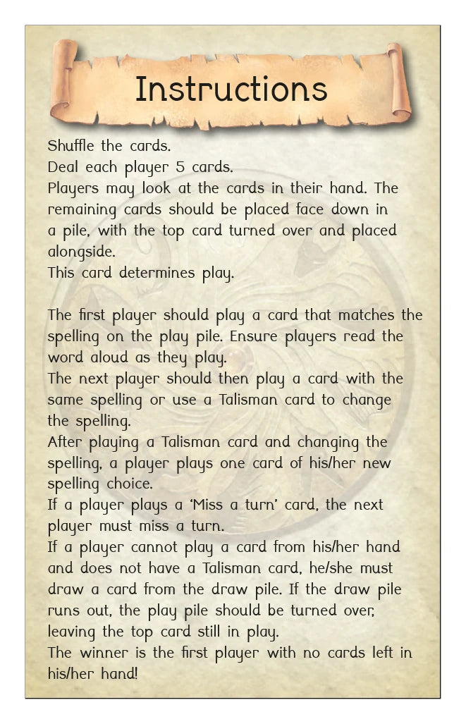 Phonic Books Talisman Card Games, Boxes 1-10 US - Cards