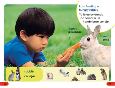 DK Super Readers Pre-Level Spanish Bilingual A Day at the Petting Zoo – Un día en el zoológico interactivo US - Hardback