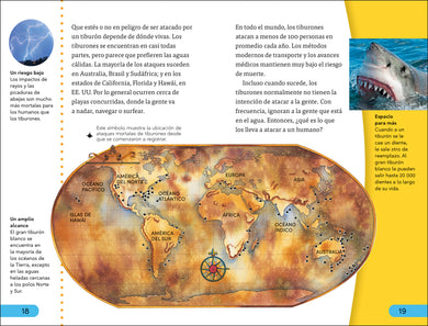 DK Super Readers Level 4 Spanish Translation Shark Attach - Ataques de tiburones interior 3 (ISBN 9780593966662)