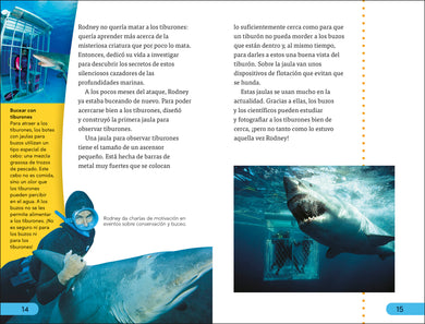 DK Super Readers Level 4 Spanish Translation Shark Attack - Ataques de tiburones interior 2 (ISBN 9780593966679)