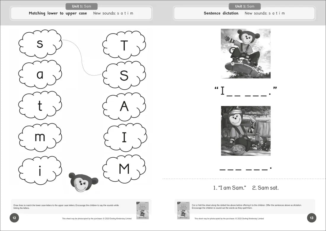 Phonic Books Dandelion Readers Reading and Writing Activities Set 1 Units 1-10 Sam (Alphabet Code Blending 4 and 5 Sound Words) US - Paperback / softback
