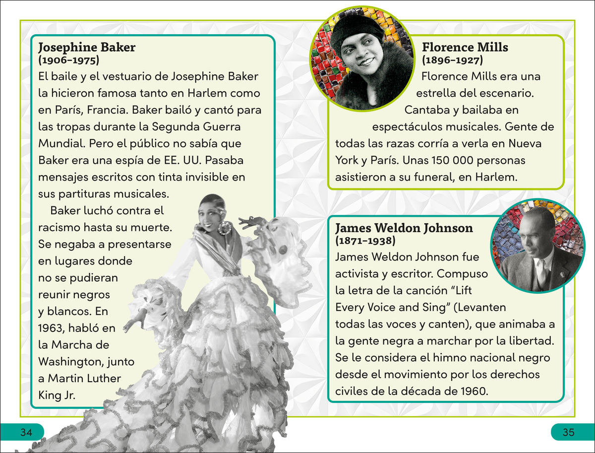DK Super Readers Level 3 Spanish Translation Harlem Renaissance - El Renacimiento de Harlem interior 3 (ISBN 9780744095005)