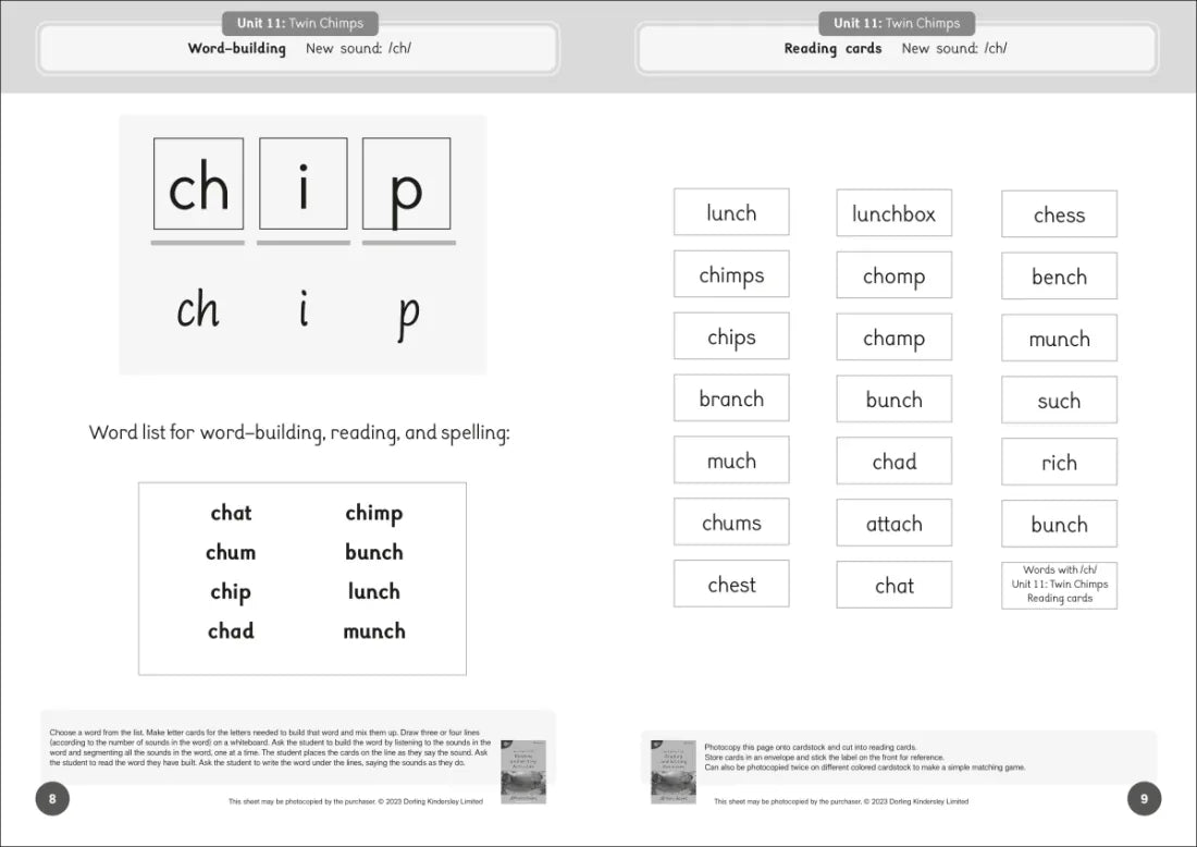 Phonic Books Dandelion Readers Reading and Writing Activities Set 2 Units 11-20 Twin Chimps (Two Letter Spellings sh, ch, th, ng, qu, wh, -ed, -ing, -le) US - Paperback / softback