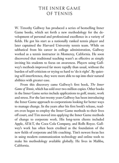 The Inner Game of Tennis