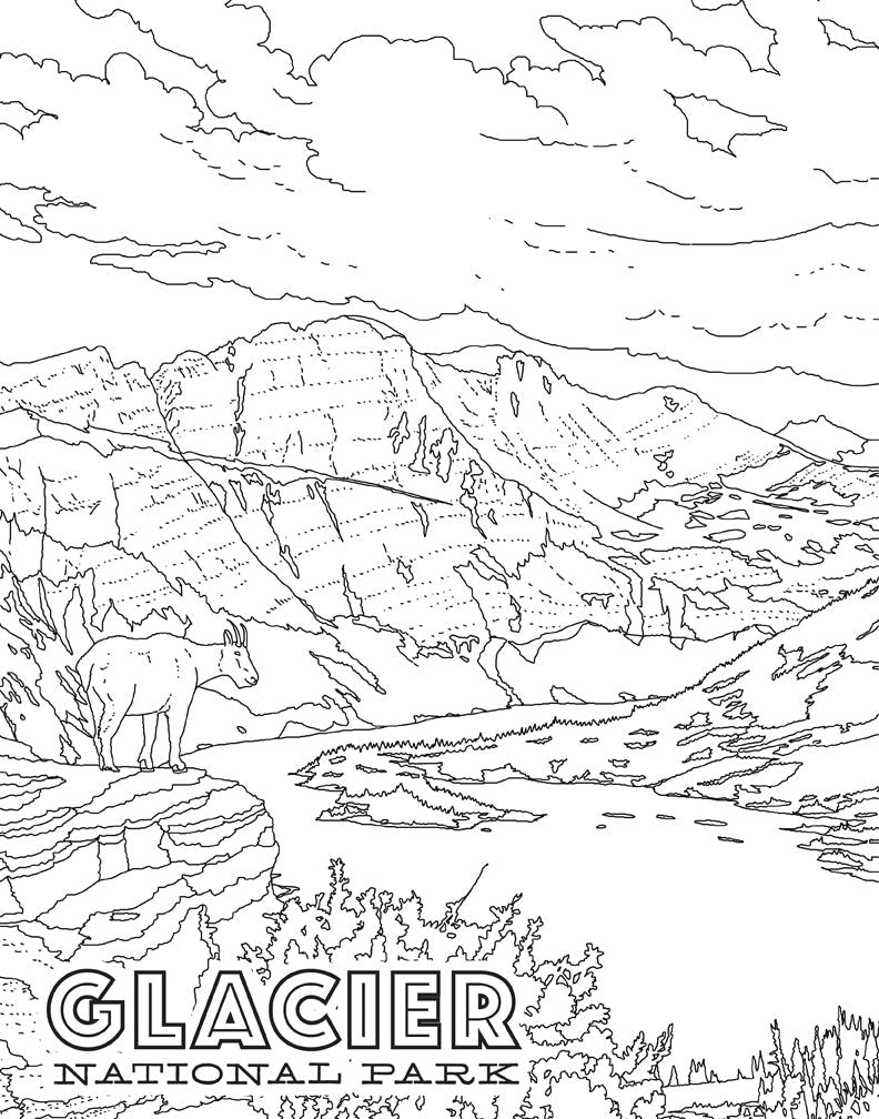 National Parks Poster Coloring Book inside page 2