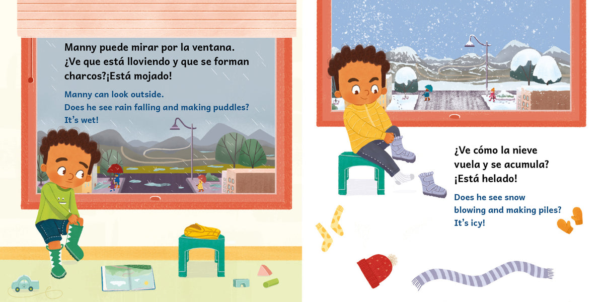 Manny y el tiempo hacen juego / Manny Matches the Weather (SPANISH BILINGUAL EDITION) interior 2 (ISBN 9781623546748)