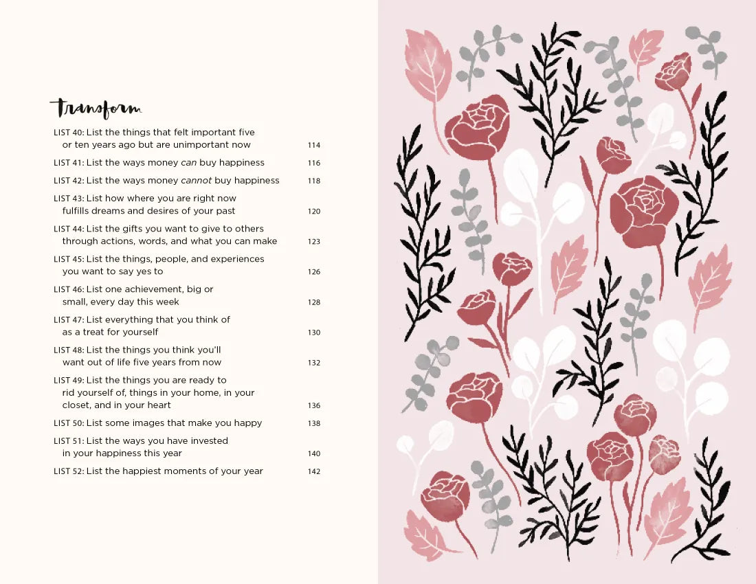 52 Lists for Happiness Floral Pattern US - Diary or journal