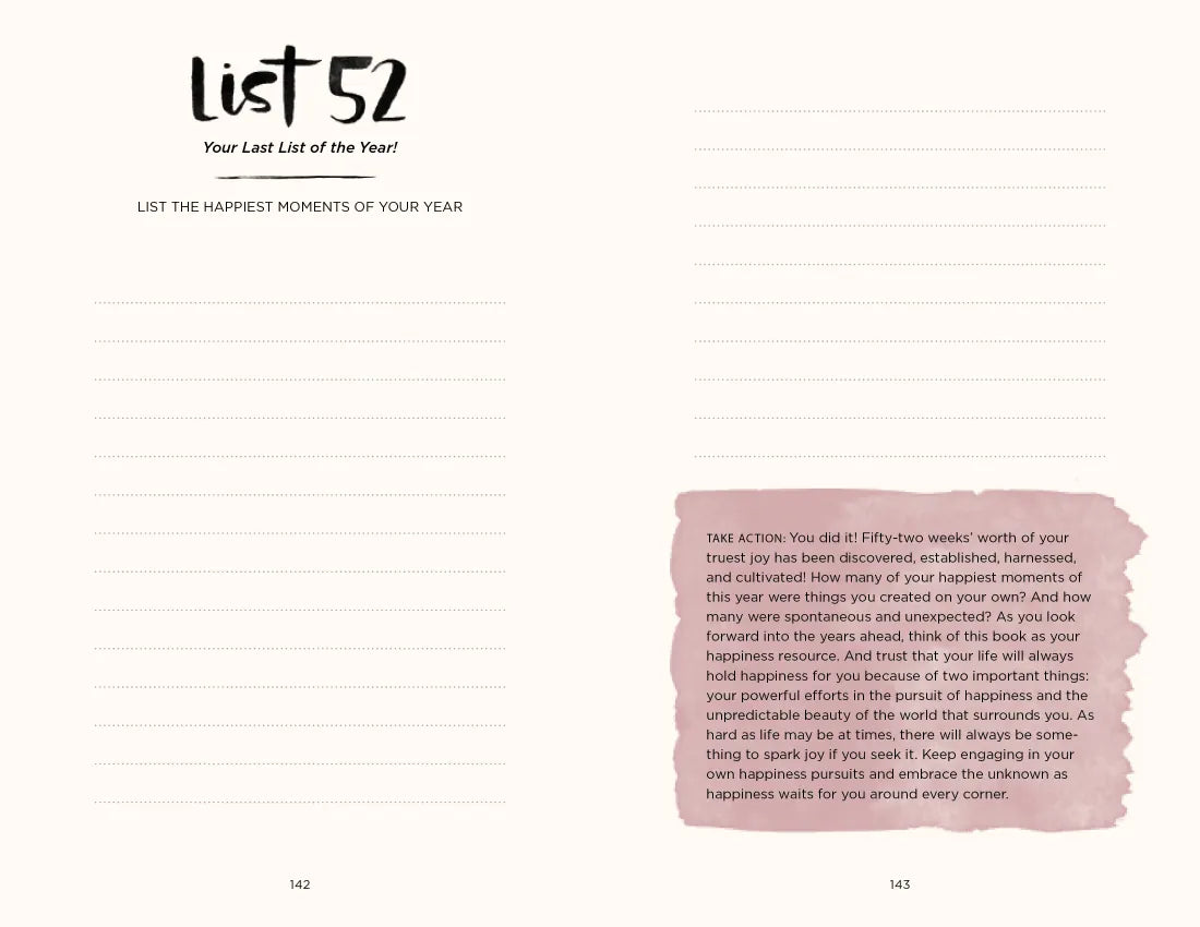 52 Lists for Happiness Floral Pattern US - Diary or journal