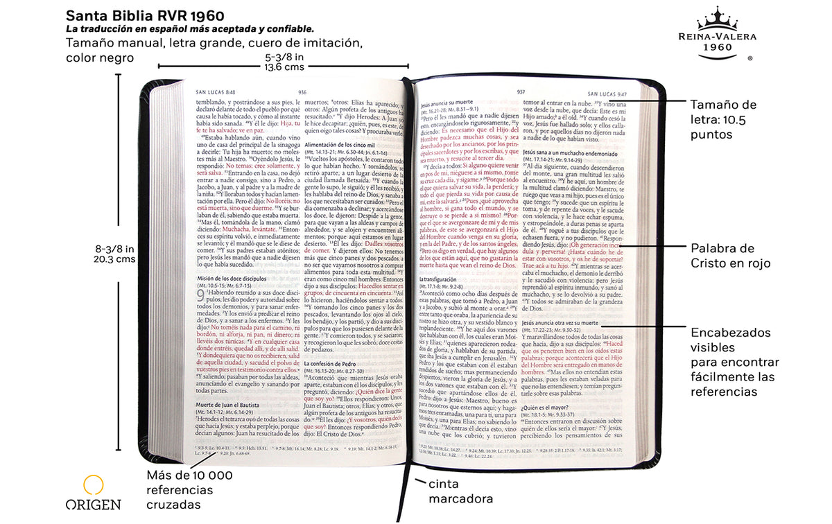Biblia Reina Valera 1960 letra grande. Símil piel color negro, tamaño manual / Spanish Holy Bible RVR 1960. Handy Size, Large Print, Black Leathersoft interior 4 (ISBN 9781644730997)