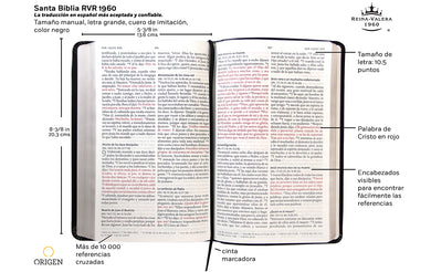 Biblia Reina Valera 1960 letra grande. Símil piel color negro, tamaño manual / Spanish Holy Bible RVR 1960. Handy Size, Large Print, Black Leathersoft interior 4 (ISBN 9781644730997)
