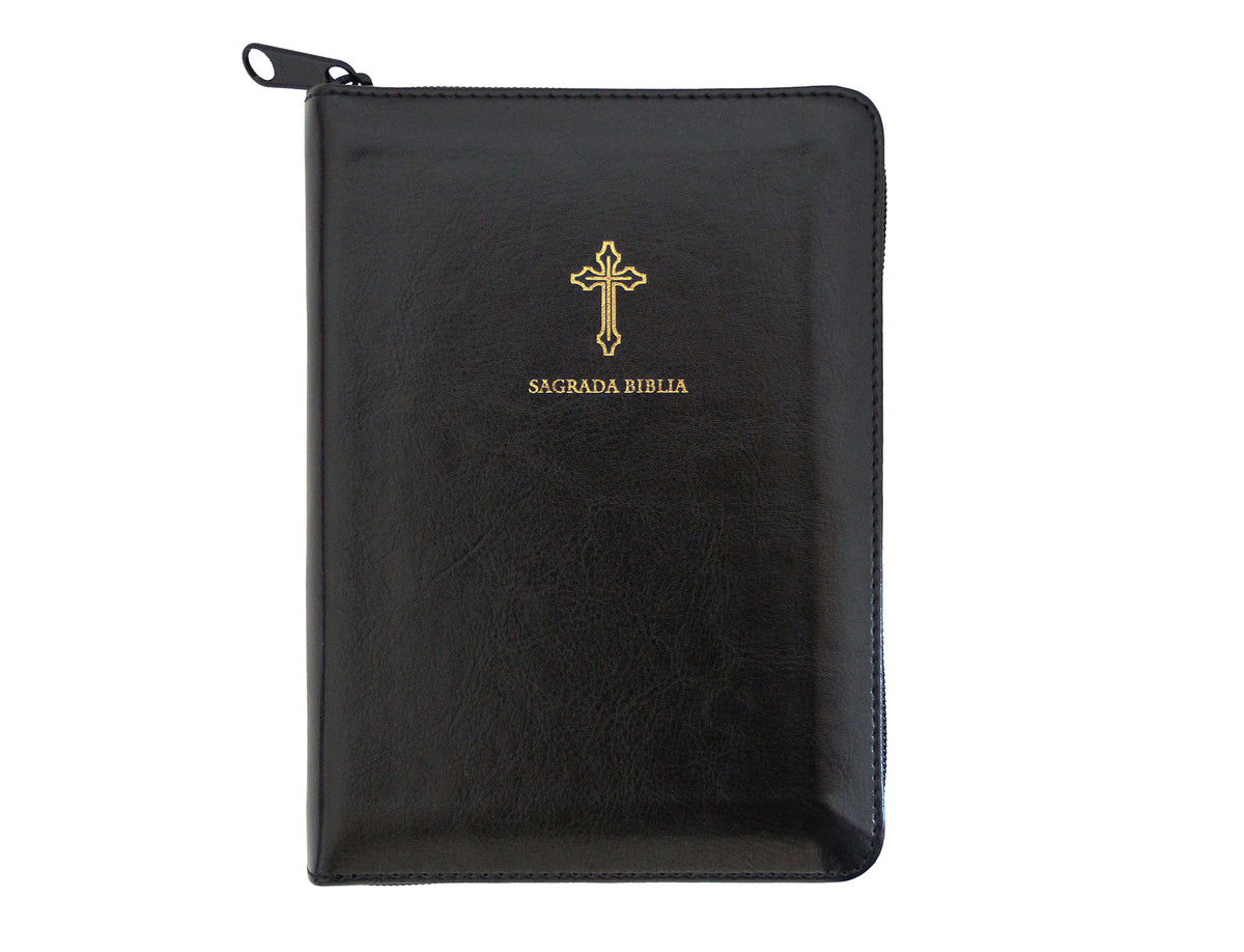 Biblia Católica en español. Símil piel negro, con cremallera, tamaño compacto / Catholic Bible. Spanish-Language, Leathersoft, Black, Zipper Compact interior 4 (ISBN 9781644732991)