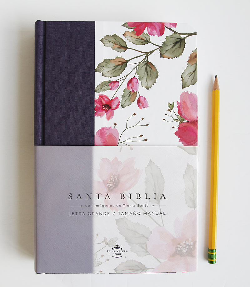 Biblia RVR 1960 letra grande. Tapa dura tela azul púrpura con flores tamaño manual / Bible RVR 1960 Handy Size Hardcover Cloth with Purple Blue Flowers interior 1 (ISBN 9781644734599)