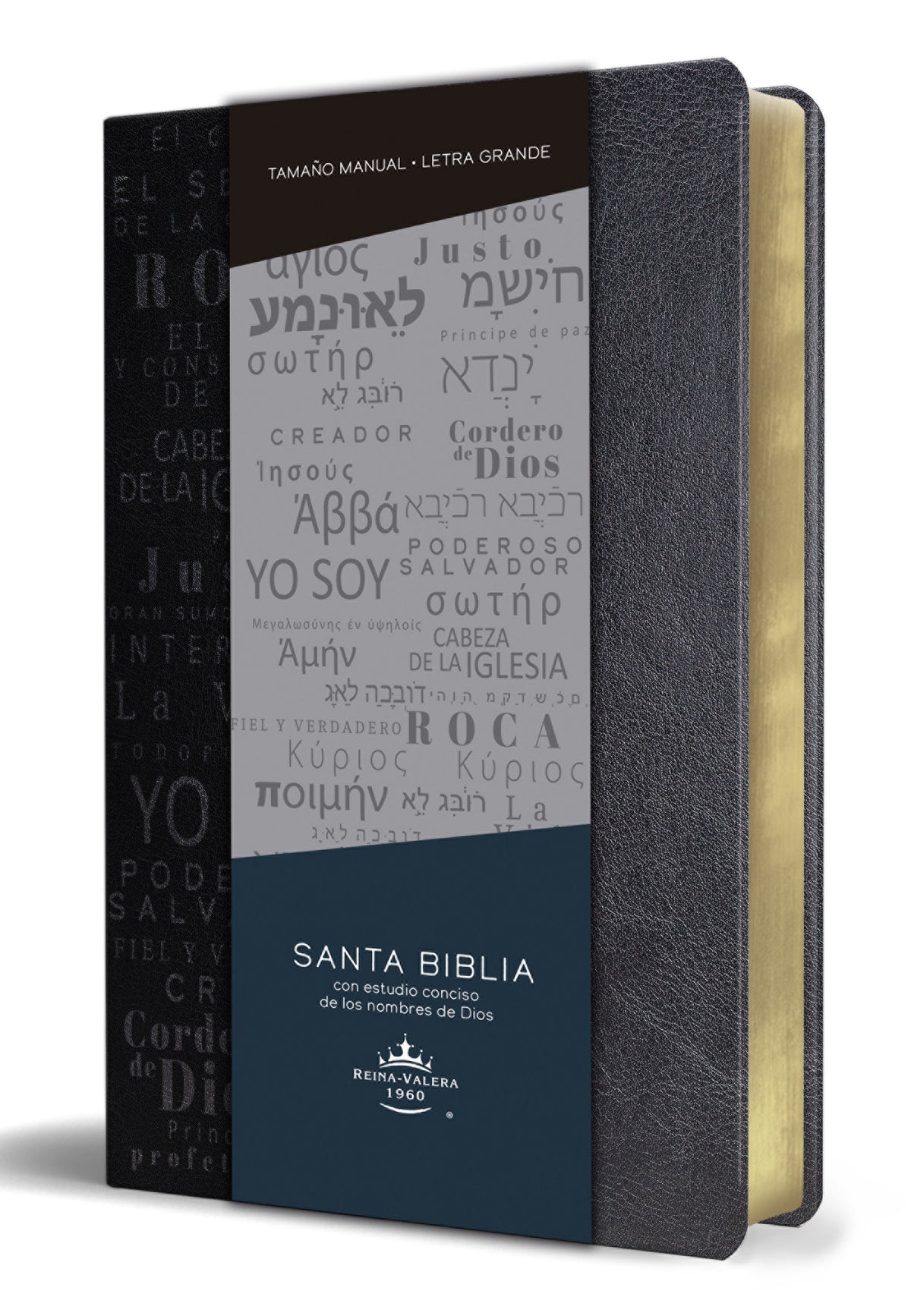 Biblia RVR60 letra grande tamaño manual, simil piel negro con nombres de Dios / Spanish Bible RVR60 Handy Size Large Print Leathersoft Black with Names of God cover (ISBN 9781644734940)