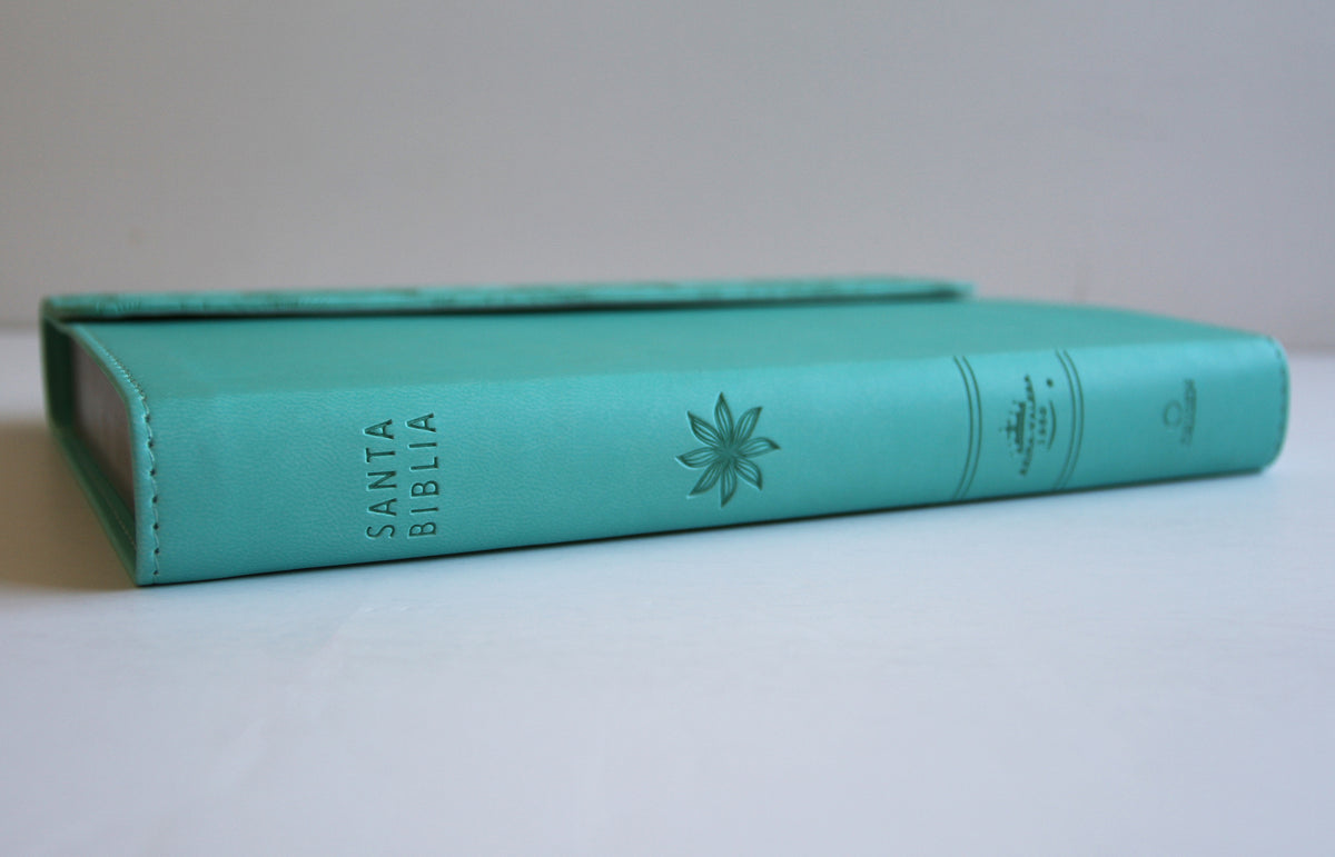 Biblia RVR 1960 tamaño manual, símil piel aquamarina con solapa e imán / Spanish Bible RVR 1960 Handy Size Large Print Leathersoft with magnet interior 2 (ISBN 9781644735206)