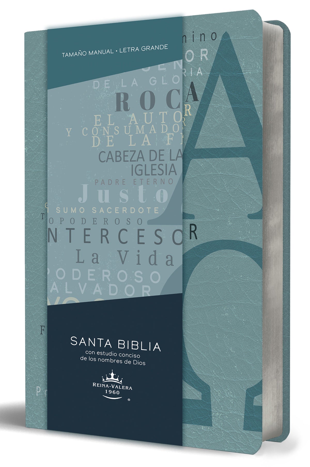 Biblia RVR 1960 letra grande tamaño manual, simil piel azul Alpha Omega con nombres de Dios / Spanish Bible RVR 1960 Handy Size Large Print Leathersoft cover (ISBN 9781644735619)