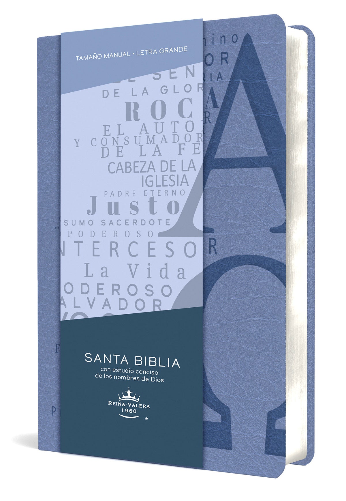 Biblia RVR 1960 letra grande tamaño manual, símil piel azul celeste con nombres de Dios / Spanish Bible RVR 1960 Handy Size Large Print Leathersoft Soft Blue cover (ISBN 9781644735626)