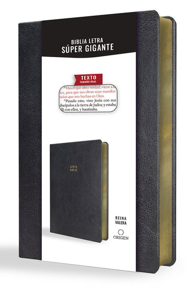 Biblia Reina Valera letra súper gigante, símil piel negro / Spanish Bible Reina Valera Super Giant Print, Black Leathersoft cover (ISBN 9781644735664)