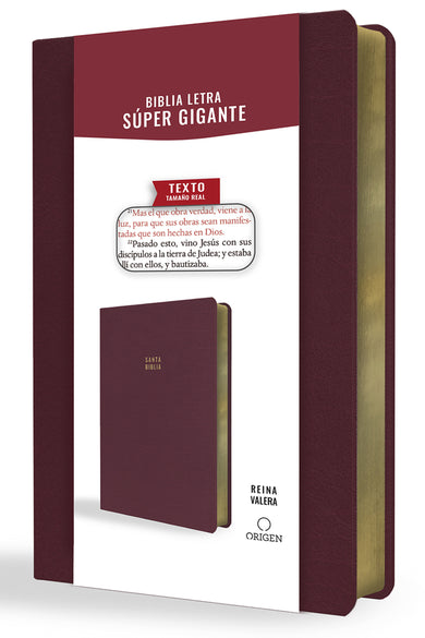 Biblia Reina Valera letra súper gigante, símil piel vinotinto / Spanish Bible Reina Valera Super Giant Print, Burgundy Leathersoft cover (ISBN 9781644735671)