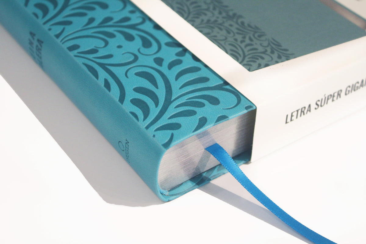 Biblia Reina Valera letra súper gigante, símil piel aguamarina / Spanish Bible Reina Valera Super Giant Print, Aquamarine Leathersoft interior 1 (ISBN 9781644735688)