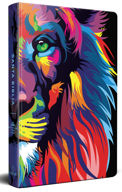 Biblia RVR 1960 letra grande, tamaño manual, tapa dura León de Juda arcoíris / Spanish Bible RVR 1960 Handy Size Large Print Hardcover Rainbow Lion of Judah cover (ISBN 9781644737743)