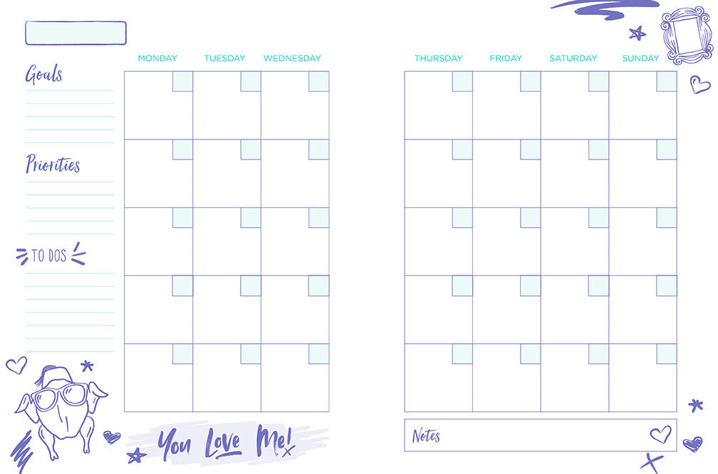Friends: 12-Month Undated Planner inside page 3