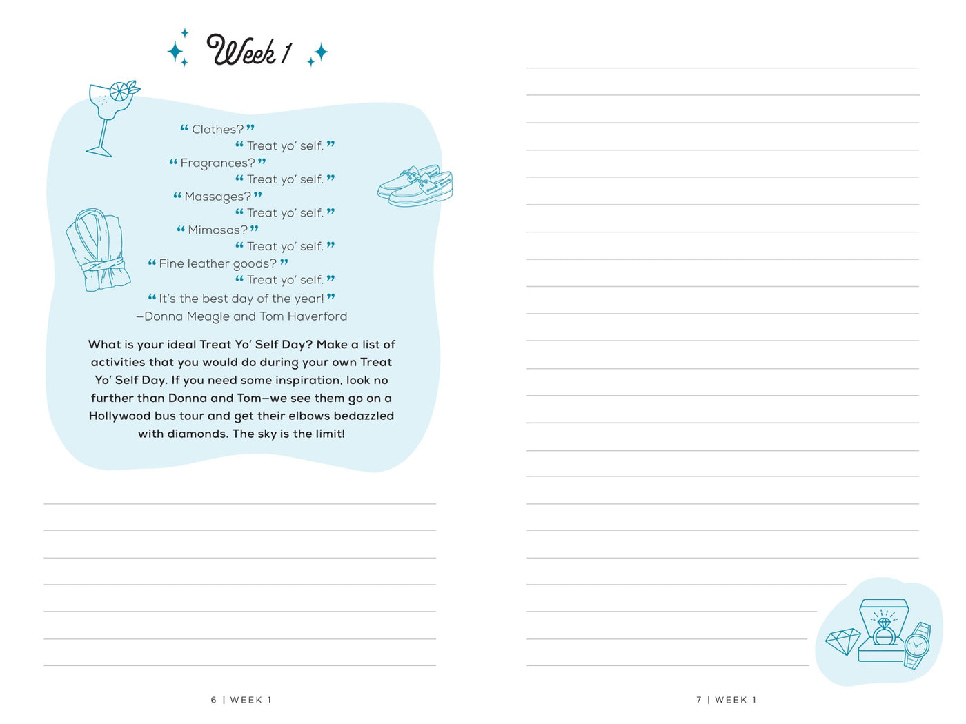 Parks and Recreation: The Treat Yo' Self Guided Journal inside page 2