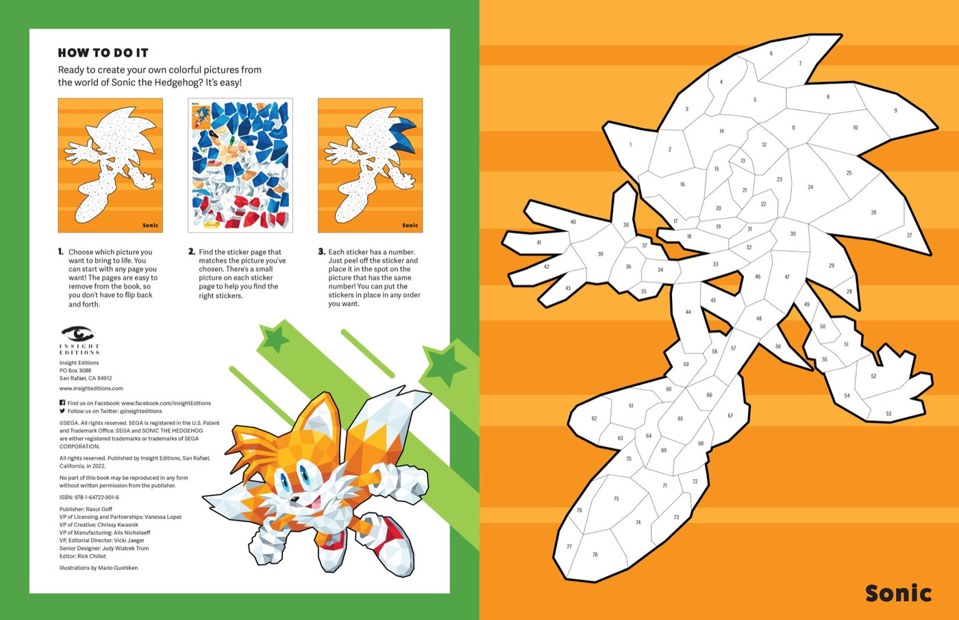 Sonic the Hedgehog: The Official Color by Sticker Book inside page 1