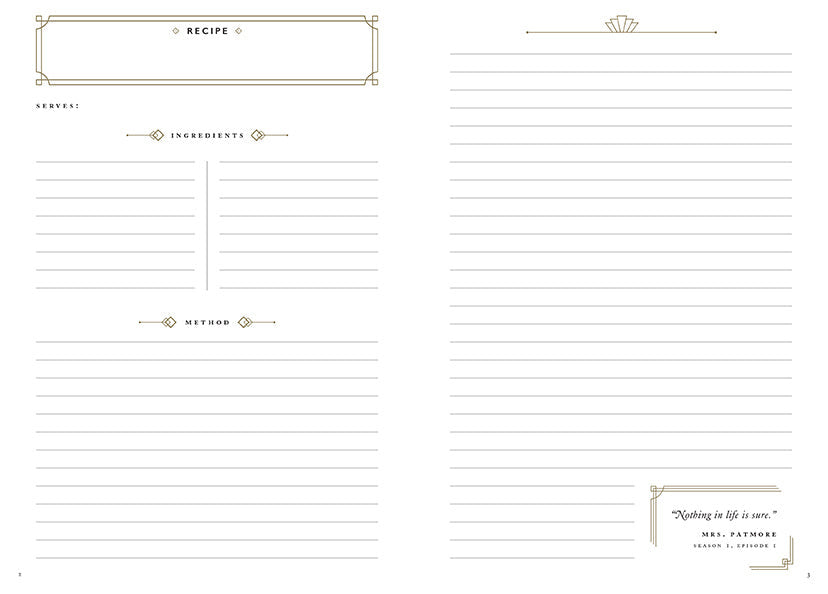 Official Downton Abbey Mrs. Patmore's Recipe Journal inside page 1