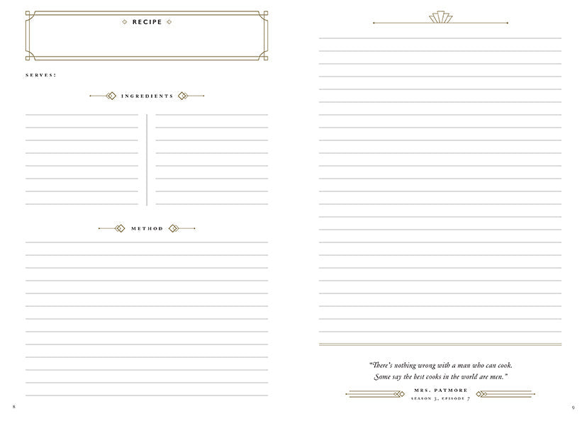 Official Downton Abbey Mrs. Patmore's Recipe Journal inside page 4