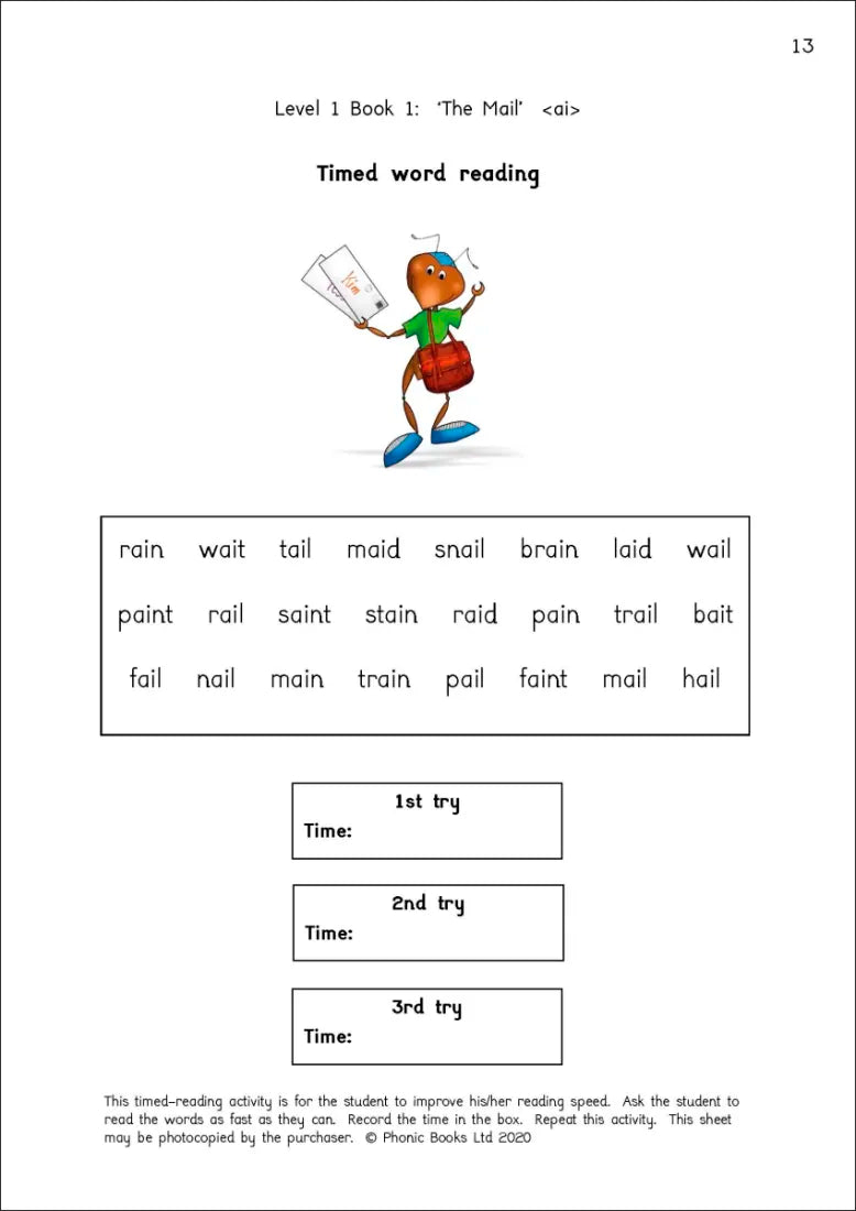 Phonic Books Dandelion Readers Vowel Spellings Level 1 The Mail Activities US - Paperback / softback
