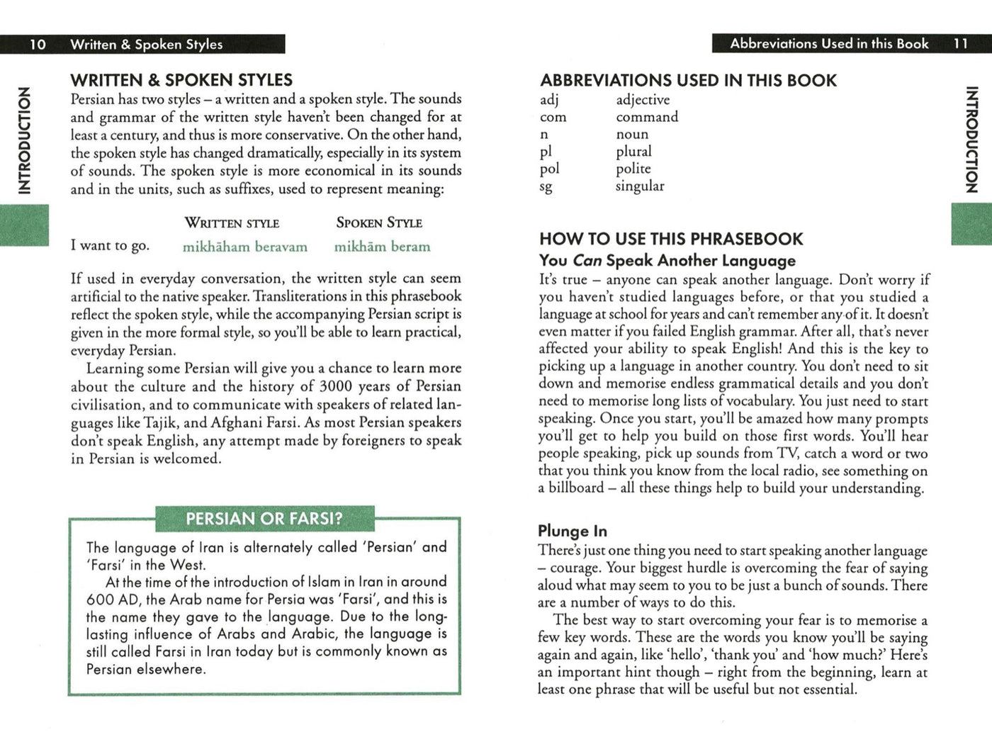 Lonely Planet Farsi (Persian) Phrasebook & Dictionary inside page 4