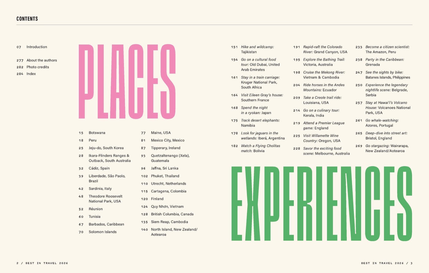 Lonely Planet Best in Travel 2026 inside page 2