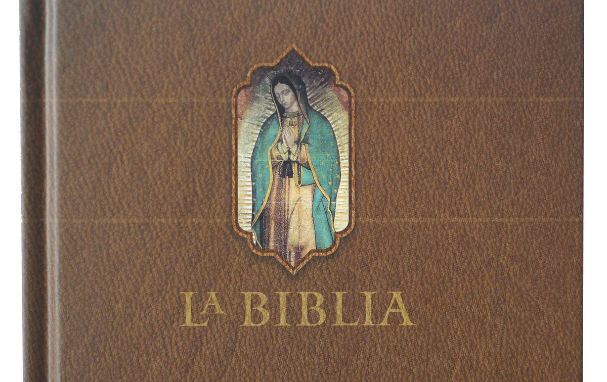 La Biblia Católica: Edición letra grande. Tapa dura, marrón, con Virgen de Guadalupe en cubierta / Catholic Bible. Hard Cover, brown, with Virgen interior 3 (ISBN 9781949061925)