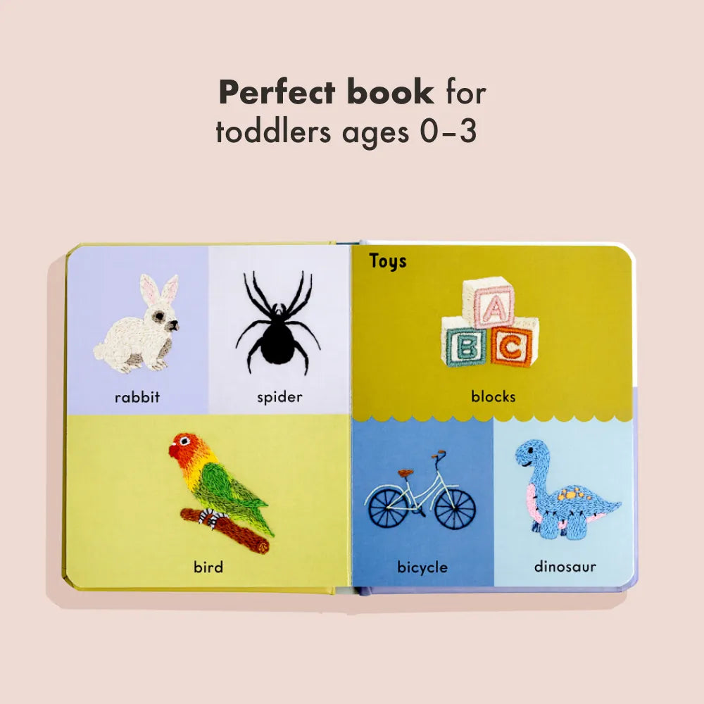 First Words with Cute Embroidered Friends US - Board book