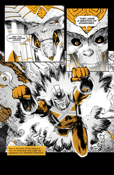 X-O Manowar: Black, White & Gold interior 2 (ISBN 9781962201759)