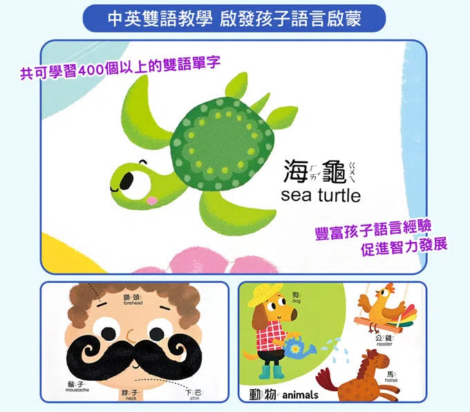 我的第一本100單字認知書(全套4冊)超過400個雙語單字,有趣觸覺翻翻書-非故事: 學前基礎 Preschool Basics-買書書 BuyBookBook