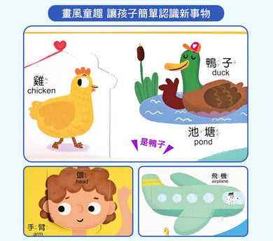 我的第一本100單字認知書(全套4冊)超過400個雙語單字,有趣觸覺翻翻書-非故事: 學前基礎 Preschool Basics-買書書 BuyBookBook