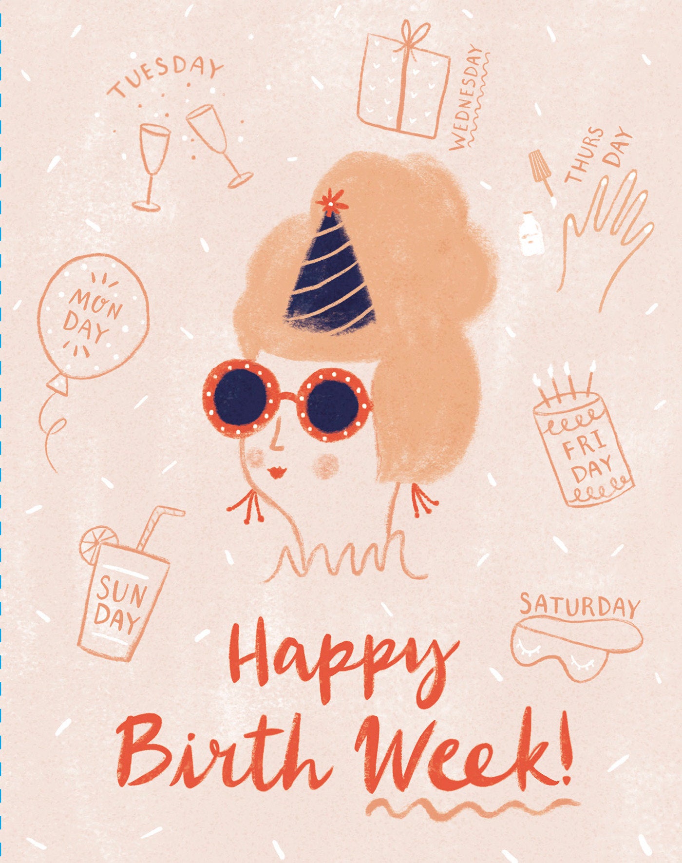 Love Muchly Greeting Cards: Birthday - Happy Birth Week! (Pack of 6)